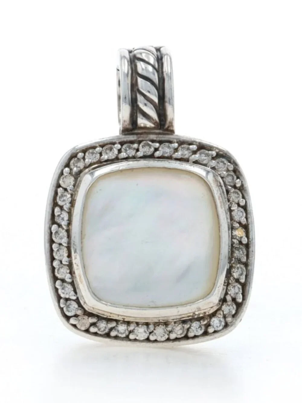 David Yurman Albion MOP/Abalone Diamond Halo Enhancer Pendant 925